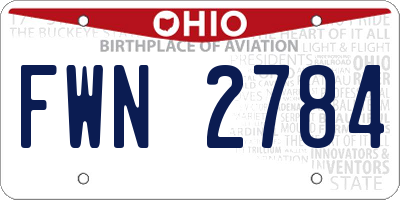 OH license plate FWN2784