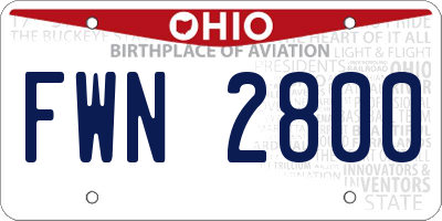 OH license plate FWN2800