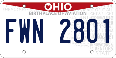 OH license plate FWN2801