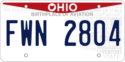 OH license plate FWN2804