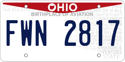 OH license plate FWN2817