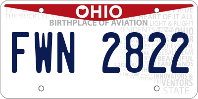 OH license plate FWN2822