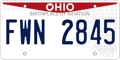 OH license plate FWN2845