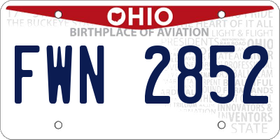 OH license plate FWN2852