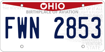 OH license plate FWN2853
