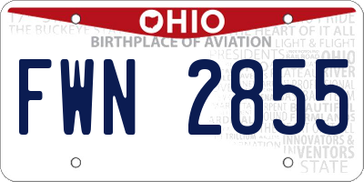 OH license plate FWN2855
