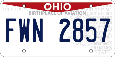 OH license plate FWN2857