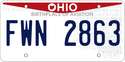 OH license plate FWN2863