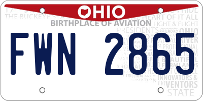 OH license plate FWN2865