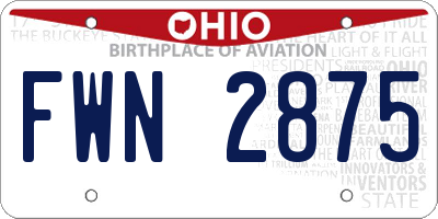 OH license plate FWN2875