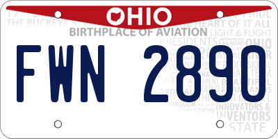 OH license plate FWN2890