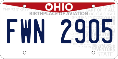OH license plate FWN2905