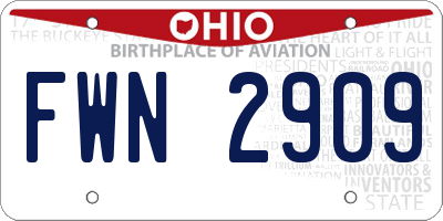 OH license plate FWN2909