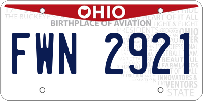 OH license plate FWN2921