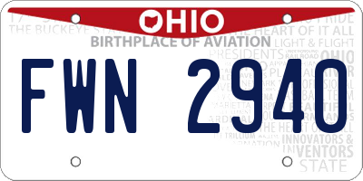 OH license plate FWN2940