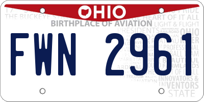 OH license plate FWN2961