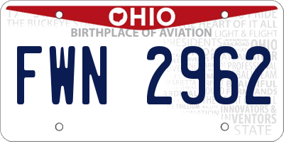 OH license plate FWN2962