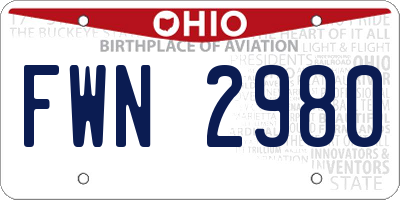 OH license plate FWN2980