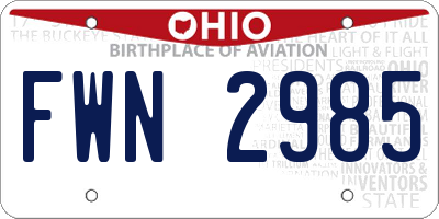 OH license plate FWN2985