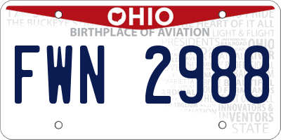 OH license plate FWN2988
