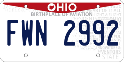 OH license plate FWN2992