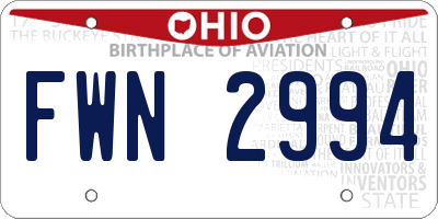 OH license plate FWN2994