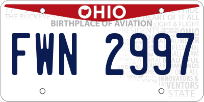 OH license plate FWN2997