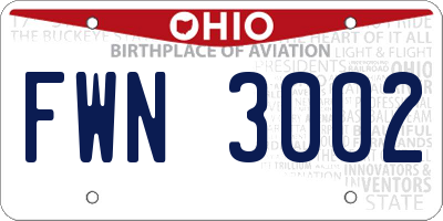OH license plate FWN3002