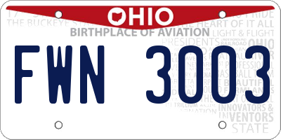 OH license plate FWN3003