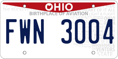 OH license plate FWN3004