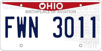 OH license plate FWN3011