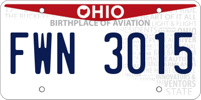 OH license plate FWN3015