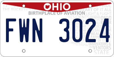 OH license plate FWN3024