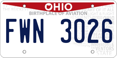 OH license plate FWN3026