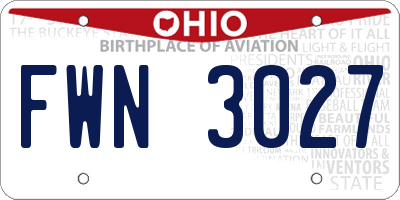 OH license plate FWN3027