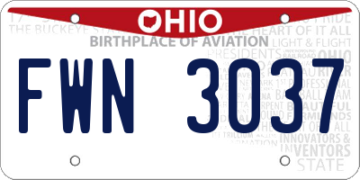 OH license plate FWN3037