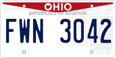 OH license plate FWN3042
