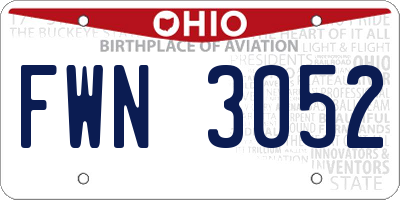 OH license plate FWN3052