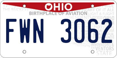 OH license plate FWN3062