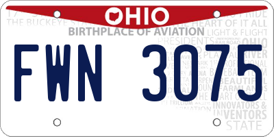 OH license plate FWN3075