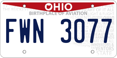 OH license plate FWN3077