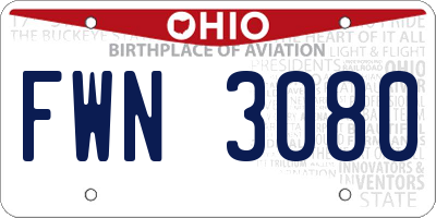 OH license plate FWN3080