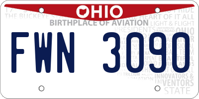 OH license plate FWN3090