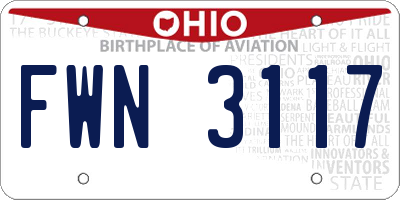 OH license plate FWN3117