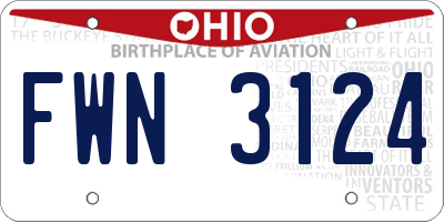 OH license plate FWN3124