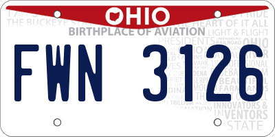 OH license plate FWN3126
