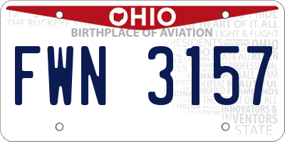 OH license plate FWN3157