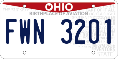 OH license plate FWN3201