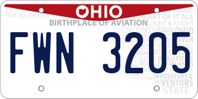 OH license plate FWN3205