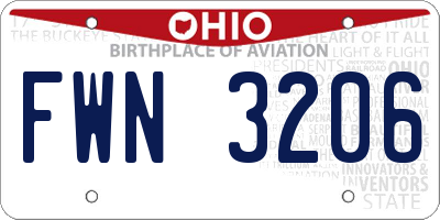 OH license plate FWN3206